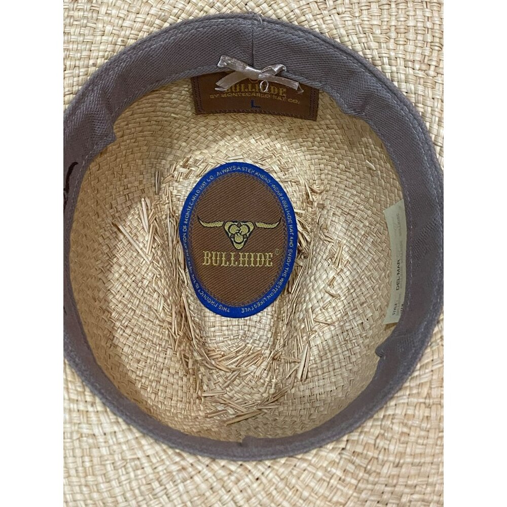 Bullhide Del Mar Straw Cowboy Hat W/Turquoise Accent & Leather Trimmed Band West - Picture 2 of 9